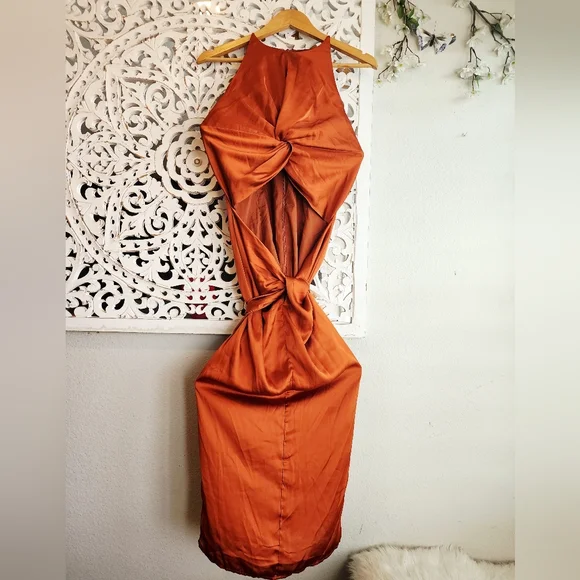 ANDREA IYAMAH THE RENI MIDI DRESS BURN ORANGE SIZE LARGE - Picture 11 of 14